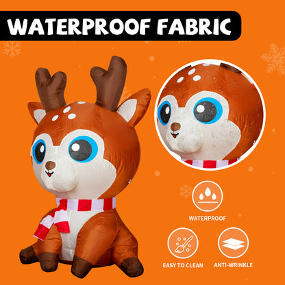 GOOSH 5 FT Christmas Inflatable Reindeer Outdoor Decoration Blow Up Yard Cute Deer with Built-in LEDs for Indoor Party Xmas Garden Lawn Decor