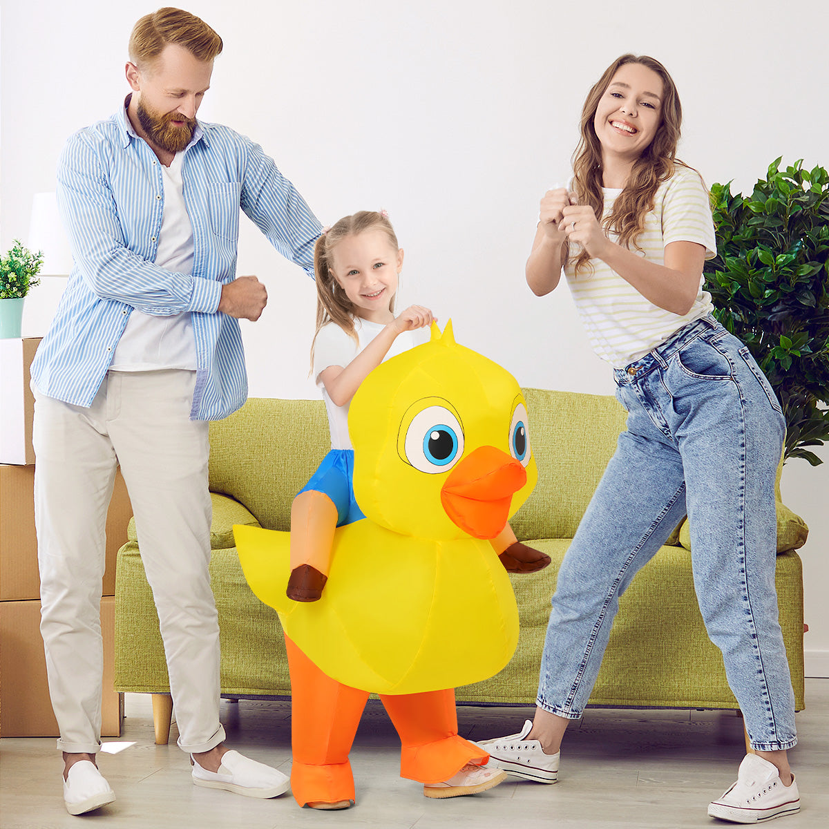 GOOSHY BROTHERS Inflatable Yellow Duck Costume Children's dress-up costumes Cute Blow up Funny Party Halloween Costume for Kids