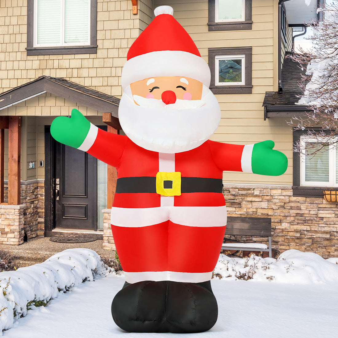 GOOSH 5 FT Christmas Inflatable Outdoor Smiley Santa Claus, Blow Up Yard Decoration Clearance with LED Lights Built-in for Holiday/Party/Xmas/Yard/Garden