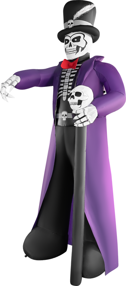 GOOSH 9ft Skeleton Gentleman with Top Hat Halloween Inflatable Yard Decoration