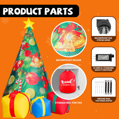 GOOSH 7 FT Christmas Inflatables Tree Outdoor Decorations Blow Up Yard Present Box with Built-in LEDs for Indoor Party Garden Lawn Decor