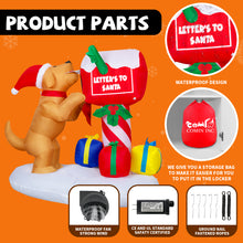 Load image into Gallery viewer, GOOSH 4.8ft Christmas Inflatables Outdoor Decorations, Blow Up Dog and Newspaper Box Inflatable with Built-in LEDs for Christmas Indoor Outdoor Yard Lawn Garden Decorations #27248
