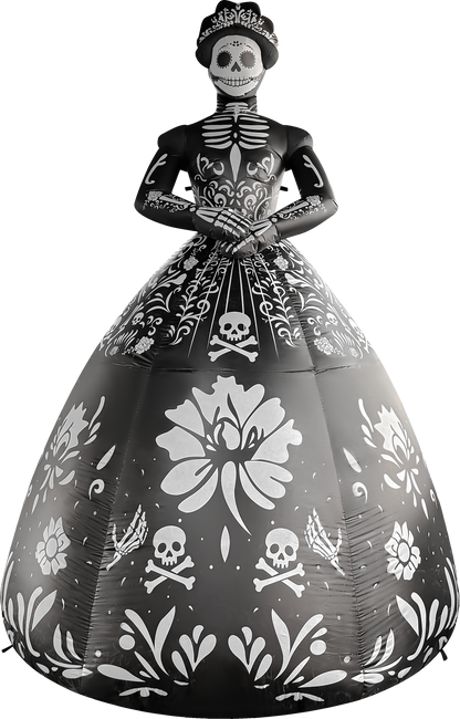 GOOSH 9.3 FT Elegant Sugar Skull Lady Inflatable with LED Lights Halloween Outdoor Blow Up Yard Decoration