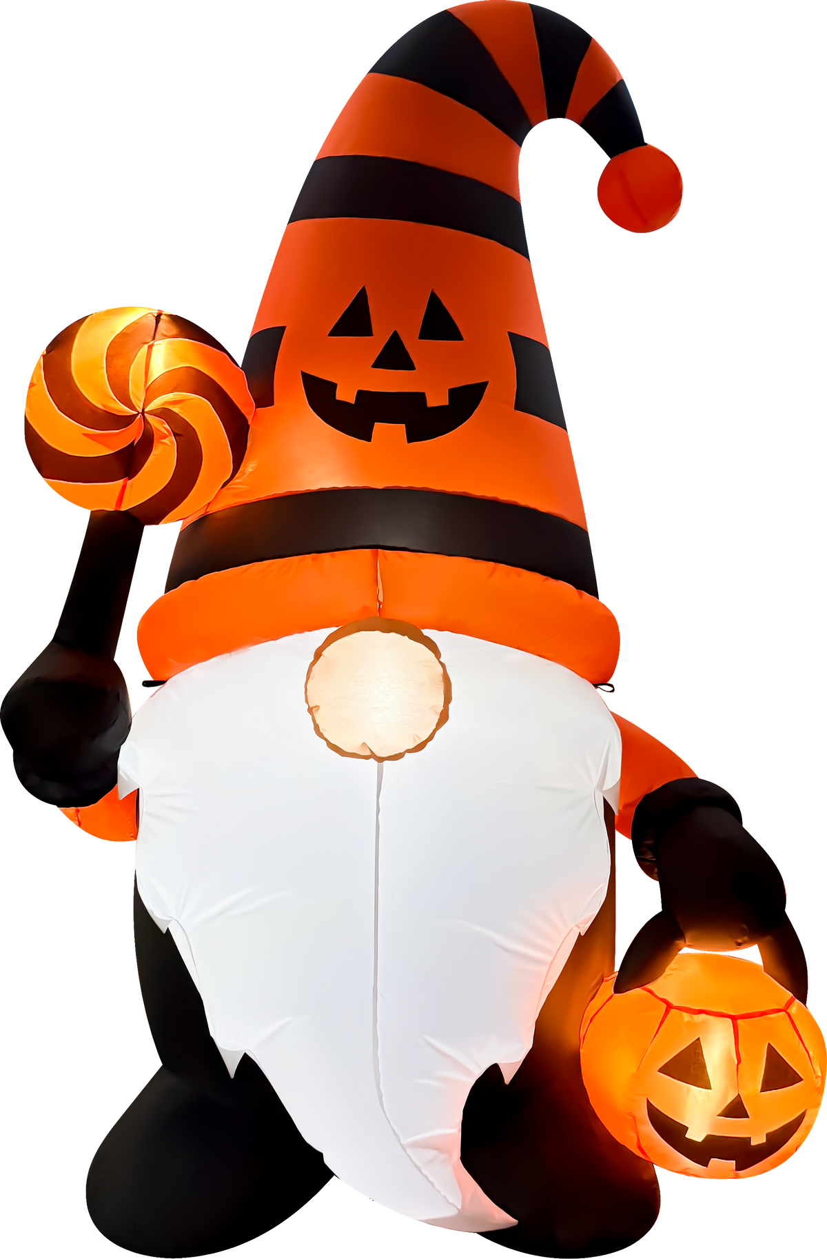 GOOSH 6 FT Halloween Gnome Inflatable with LED Lights Pumpkin Candy Outdoor Blow Up Yard Decoration