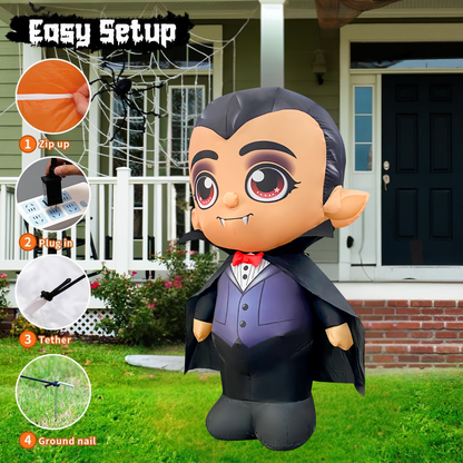 GOOSH 5FT Inflatable Vampire with Cape – Light-Up Halloween Yard Decoration