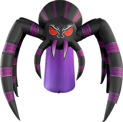 GOOSH 7 FT Long Giant Purple Spider Inflatable with LED Lights Halloween Outdoor Blow Up Yard Decoration