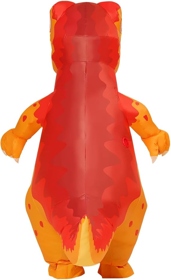 Goosh Inflatable Dinosaur Costume for Adults Blow Up T Rex Costume Dino Inflatable Costume Orange Full Body for Halloween Party
