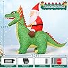 GOOSH 7.2 FT Long Christmas Inflatable Dinosaur Outdoor Decorations Blow Up Yard Santa Rides Dinosaur with Built-in LEDs for Outdoor Garden Lawn Party Decor