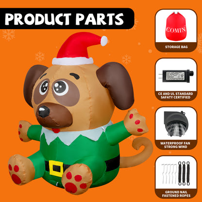 GOOSH 4.2FT Christmas Inflatable Dog with Built-in LEDs, Christmas Blow Up Yard Decorations for Holiday Party Indoor, Outdoor, Yard, Garden, Lawn #27277