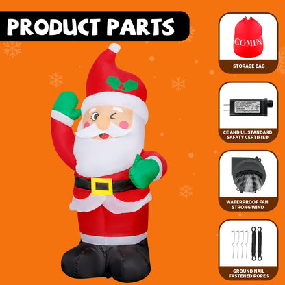 GOOSH 4.5ft Christmas Inflatables Outdoor Decorations, Blow Up Santa Claus Inflatable with Built-in LEDs for Christmas Indoor Outdoor Yard Lawn Garden Decorations #27295