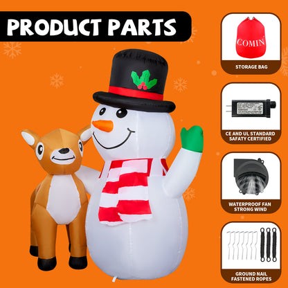 GOOSH 5.2ft Christmas Inflatables Outdoor Decorations, Blow Up Snowman Reindeer Inflatable with Built-in LEDs for Christmas Indoor Outdoor Yard Lawn Garden Decorations #27333