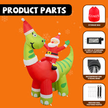 Load image into Gallery viewer, GOOSH 6ft Christmas Inflatables Outdoor Decorations, Blow Up Santa Claus Riding A Dinosaur Inflatable with Built-in LEDs for Christmas Indoor Outdoor Yard Lawn Garden Decorations #27301
