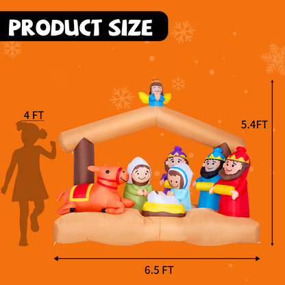 GOOSH 6.5ft Christmas Inflatables Outdoor Decorations, Blow Up Nativity Church Inflatable with Built-in LEDs for Christmas Indoor Outdoor Yard Lawn Garden Decorations #27253