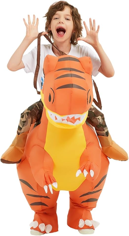 GOOSH Inflatable Dinosaur Costume Kid Size Riding Air Funny Blow up Dinosaur Costume for Halloween Cosplay Party