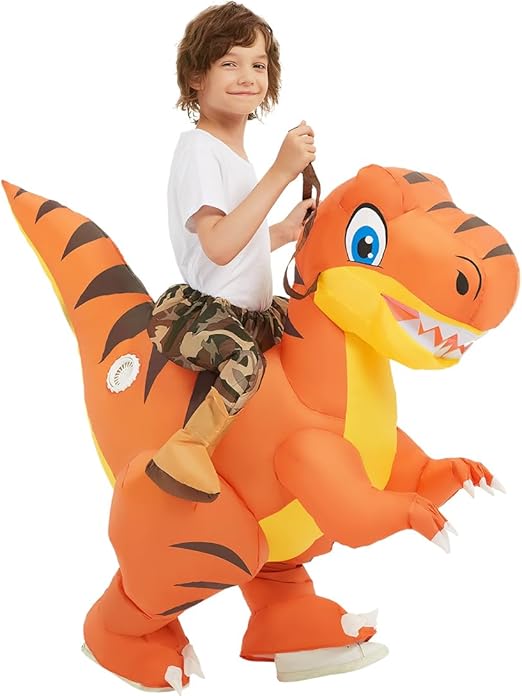 GOOSH Inflatable Dinosaur Costume Kid Size Riding Air Funny Blow up Dinosaur Costume for Halloween Cosplay Party