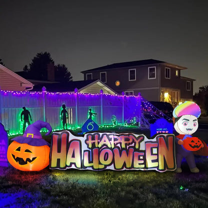 GOOSH 11.5 FT Happy Halloween Inflatables Outdoor Decorations Vampire with Pumpkin Halloween Blow Up Yard Decorations Long with LED Lights Holiday for Halloween Party Yard Garden Lawn