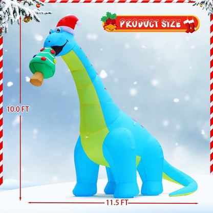 Goosh 10ft Christmas Inflatables Outdoor Decorations, Blow Up Dinosaur Christmas Tree Inflatable with Built-in LEDs for Christmas Indoor Outdoor Yard Lawn Garden Decorations