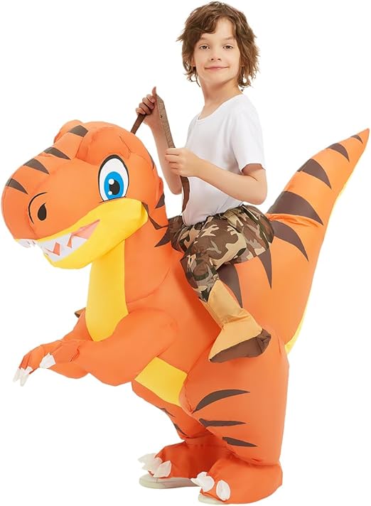 GOOSH Inflatable Dinosaur Costume Kid Size Riding Air Funny Blow up Dinosaur Costume for Halloween Cosplay Party