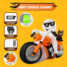 Load image into Gallery viewer, GOOSH 6 FT Halloween Inflatables Ghost Outdoor Decorations Blow Up Yard Pumpkin Cat Motorcycle with Built-in LEDs for Indoor Party Garden Lawn Decor
