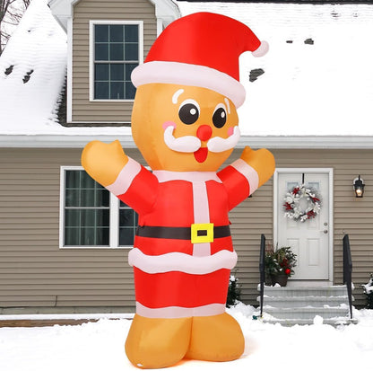 GOOSH 8 FT Tall Christmas Gingerbread Inflatables Outdoor Decorations Blow Up with Built-in LEDs for Indoor Party Yard Lawn Garden Decor