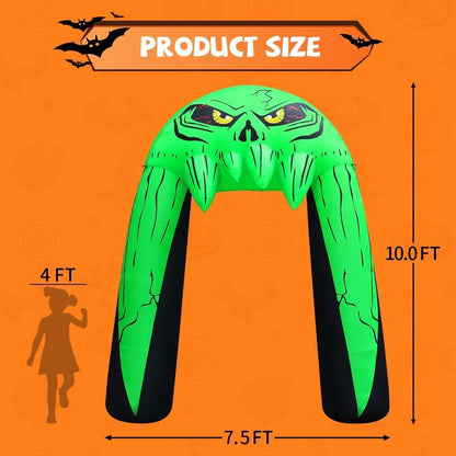 Goosh 10 FT Halloween Inflatables Archway Outdoor Decorations Blow Up Yard Monster Mouth Archway with Built-in LEDs for Indoor Party Garden Lawn