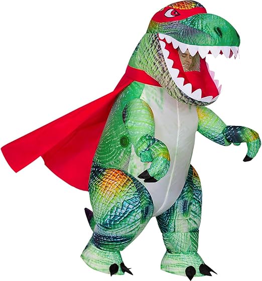 Goosh Inflatable Dinosaur Costume for Adults, Blow Up Trex Costume Dinosaur Inflatable Costume Green for Halloween Party