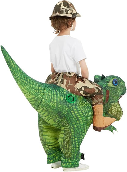 GOOSH Inflatable Dinosaur Costume Kids Halloween Blow up Costumes for Boys Girls Riding Diplodocus Air Costume for Party