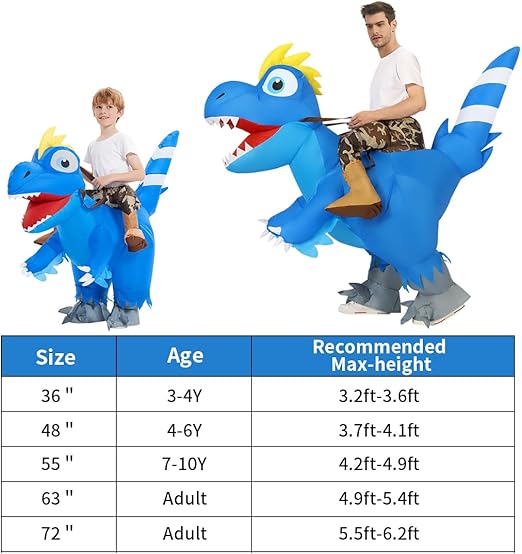 Goosh Inflatable Dinosaur Costume Kids Halloween Blow up Costumes for Boys Girls Funny Riding Air Costume for Party Cosplay