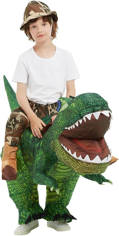 GOOSH Inflatable Dinosaur Costume Kids Halloween Blow up Costumes for Boys Girls Riding Diplodocus Air Costume for Party