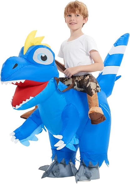 GOOSH Inflatable Dinosaur Costume Kids Halloween Blow up Costumes for Boys Girls Funny Riding Air Costume for Party Cosplay