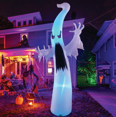 GOOSH Inflatable Tall Standing Halloween Ghost Yard Decoration, Rainbow Color Indoor and Outdoor Garden Halloween Decoration, Party Decoration for Holiday, Home Decorations#69082