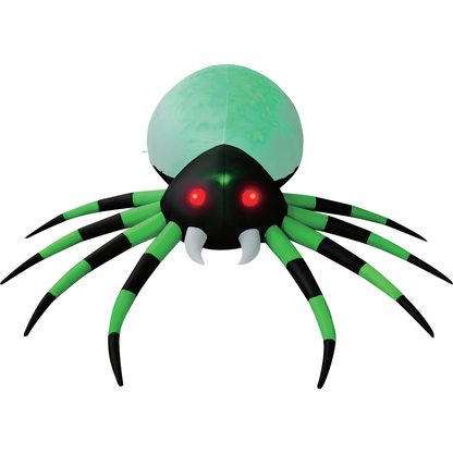 GOOSH 8ft Light-Up Inflatable Green Spider Halloween Yard Decoration