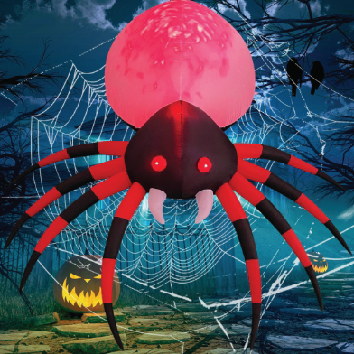 GOOSH 8 FT Halloween Inflatable Spider Outdoor Decoration with Magic Light Blow Up Yard Inflatables Holiday Inflatables for Outdoor Yard Garden Lawn Decor