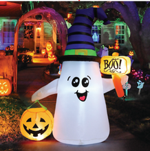 Load image into Gallery viewer, GOOSH 5FT Inflatable Halloween Cute Ghost with The Pumpkin Blow Up Inflatables Halloween Outdoor Yard Decoration
