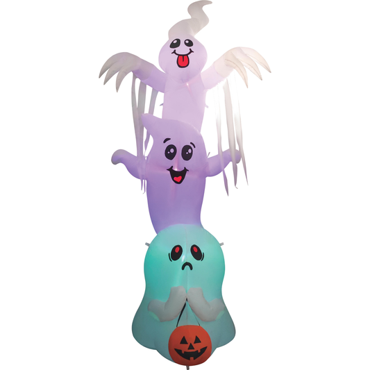GOOSH 10 FT High Halloween Inflatable Overlap Ghost Blow Up Yard Decoration Clearance with LED Lights Built-in for Holiday/Party/Yard/Garden