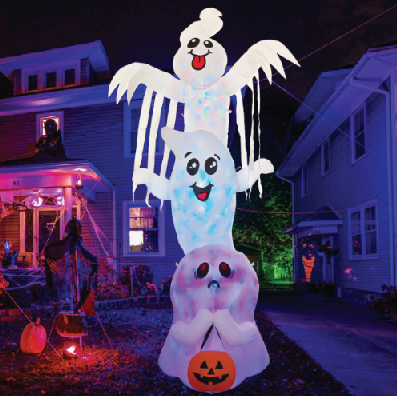 GOOSH 10 FT High Halloween Inflatable Overlap Ghost Blow Up Yard Decoration Clearance with LED Lights Built-in for Holiday/Party/Yard/Garden