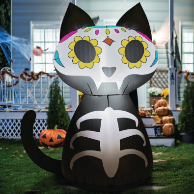 4FT Halloween Inflatable Black Cat with Flower Eyes