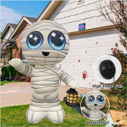 GOOSH 5.2FT Inflatable Cute Mummy with Lantern – Light-Up Halloween Yard Decoration
