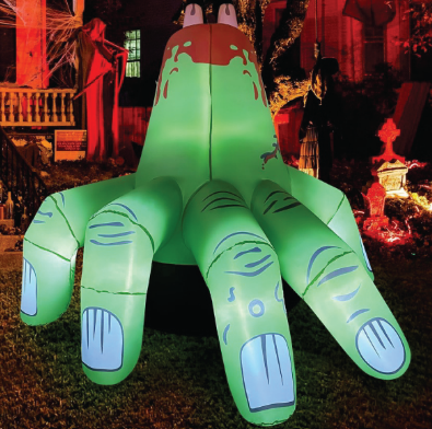 GOOSH 6 FT Halloween Inflatables Hand Outdoor Decorations Blow Up Yard Scary Green Giant with Built-in LEDs for Indoor Party Garden Lawn Decor