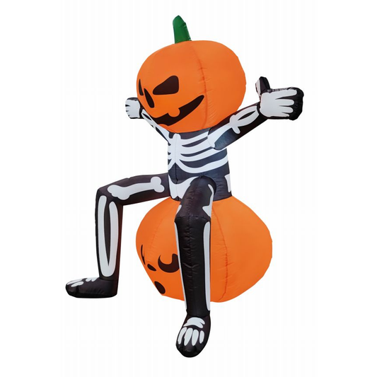 GOOSH Halloween Inflatable 5FT Skull Skeleton Pumpkin Head with Built-in LEDs Blow Up Yard Decoration for Holiday Party Indoor, Outdoor, Yard, Garden, Lawn