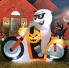 6FT Halloween Inflatable Man With Sunglasses Riding a Motorcycle