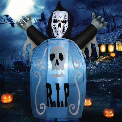 Goosh 5.3 FT Halloween Inflatables Ghost Tombstone Outdoor Decorations,Blow ups Scary Halloween Inflatable with Built-in LED Light for Party Indoor Yard Lawn Decor