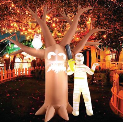 12FT Halloween Inflatable Mummy Standing Besides a Tree