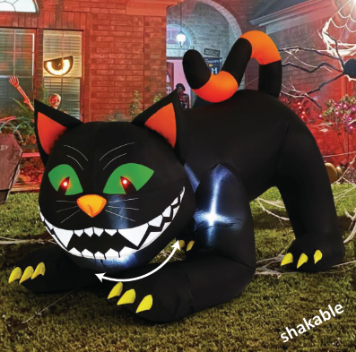 Halloween Inflatable 6FT Head-Shaking Black Cat with Built-in LEDs Blow Up Yard Decoration for Holiday Party Indoor, Outdoor, Yard, Garden, Lawn