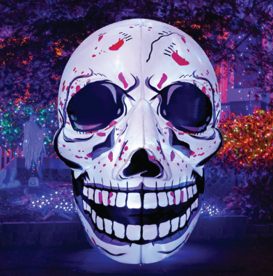 Goosh 3.6 FT Halloween Inflatables Skull Outdoor Decorations Blow Up Yard Scary Colorful Skeleton Skull with Built-in Changeable LEDs for Garden Lawn Indoor Party Decor