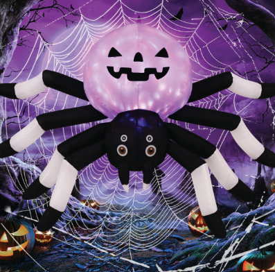 GOOSH 5 FT Width Halloween Inflatables Outdoor Decorations Spider with Magic Light, Blow Up Yard Decorations with LED Lights for Party Yard Garden Lawn