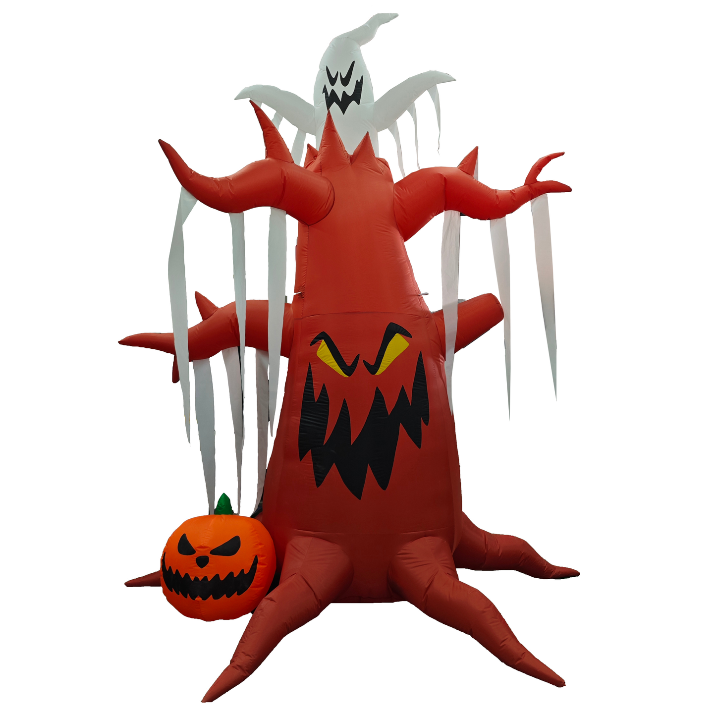 GOOSH 10 FT Halloween Inflatables Tree Outdoor Decorations Blow Up Yard Scary Dead Tree with Pumpkin and Ghost with Built-in LEDs for Garden Lawn Indoor Party Decor