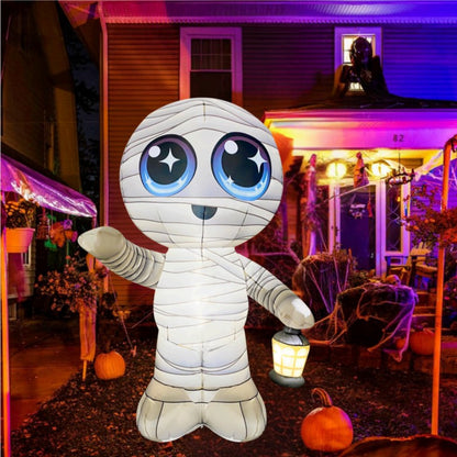 GOOSH 5.2FT Inflatable Cute Mummy with Lantern – Light-Up Halloween Yard Decoration