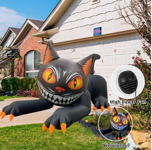 GOOSH 7.4FT Animated Inflatable Halloween Black Cat Light-Up Yard Decoration