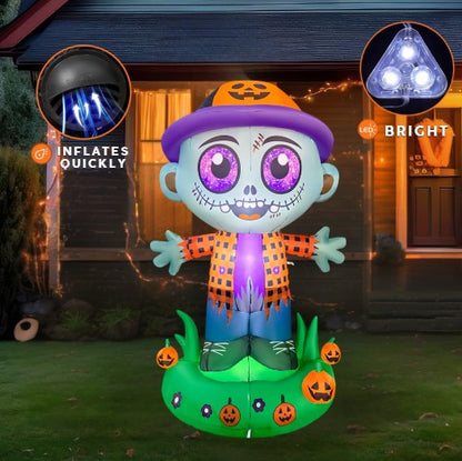 GOOSH 5.2FT Inflatable Zombie with Pumpkin Hat Light-Up Halloween Yard Decoration